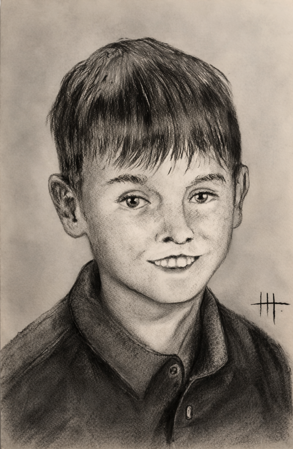 Portrait commande — fusain